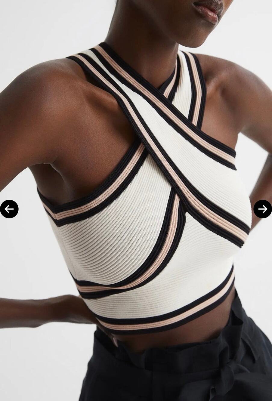 REISS Darla Knitted Halter Neck Crop Top Size L